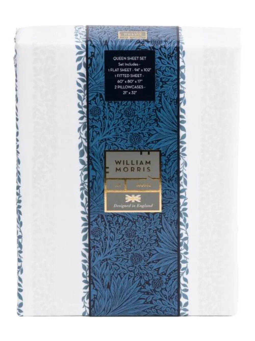 WILLIAM MORRIS 200tc Cotton Percale Leaf Sheet Set